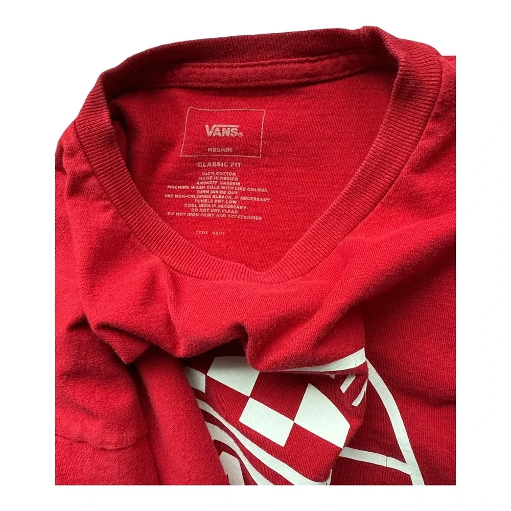 Vans Off The Wall Mens Medium Red Graphic Logo T Shirt Classic Fit Cotton - Picture 4 of 4